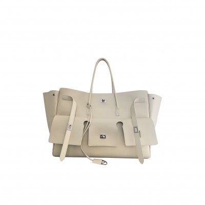 BALENCIAGA WOMEN'S BEL AIR XL CARRY ALL BAG IN SOYA 8054802AABV1000 (61.9*51.9*23.8)